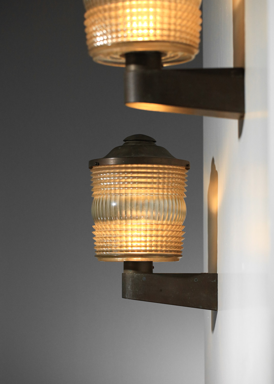 grande paire d'appliques Perzel des années 30 art déco bronze - G427