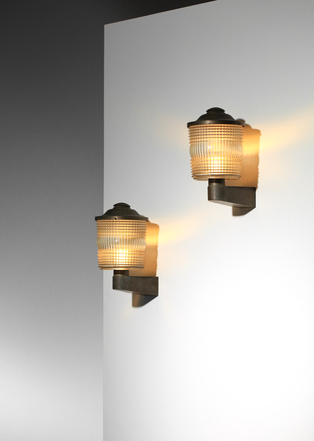 grande paire d'appliques Perzel des années 30 art déco bronze - G427