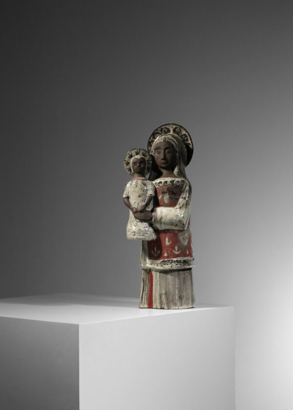 grande vierge à l'enfant en céramique de jean derval H251