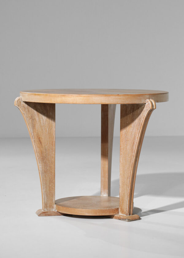 guéridon années 40 art déco en bois céruse style André Arbus - G369