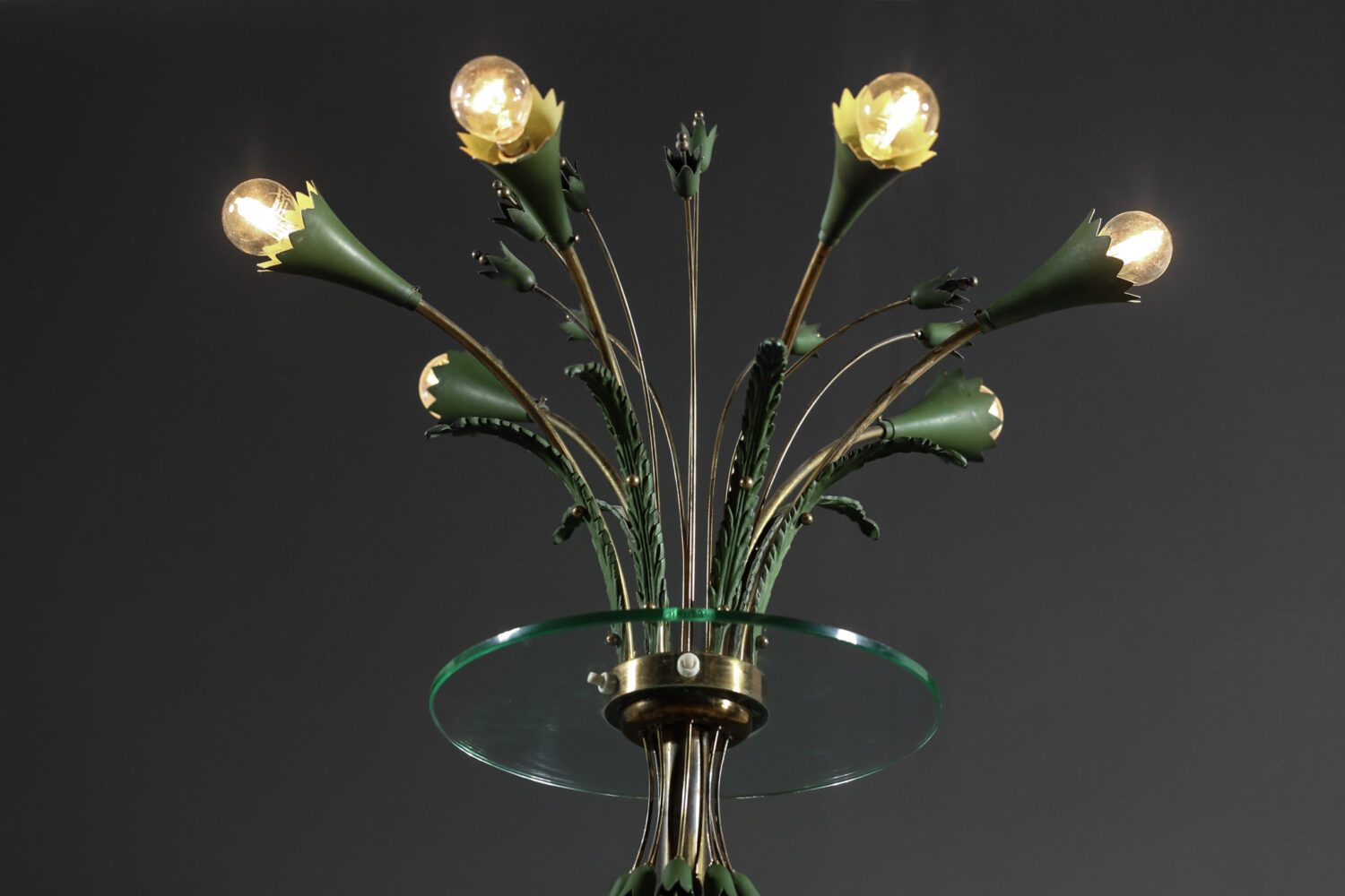 lampadaire italien des années 60 verre laiton gio ponti 16