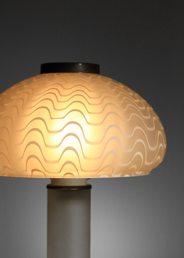 lampe de table champignon italienne en verre années 80 laiton - I284