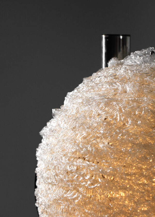 lampe de table italienne attr. angelo brotto années 70 chrome et verre - H380