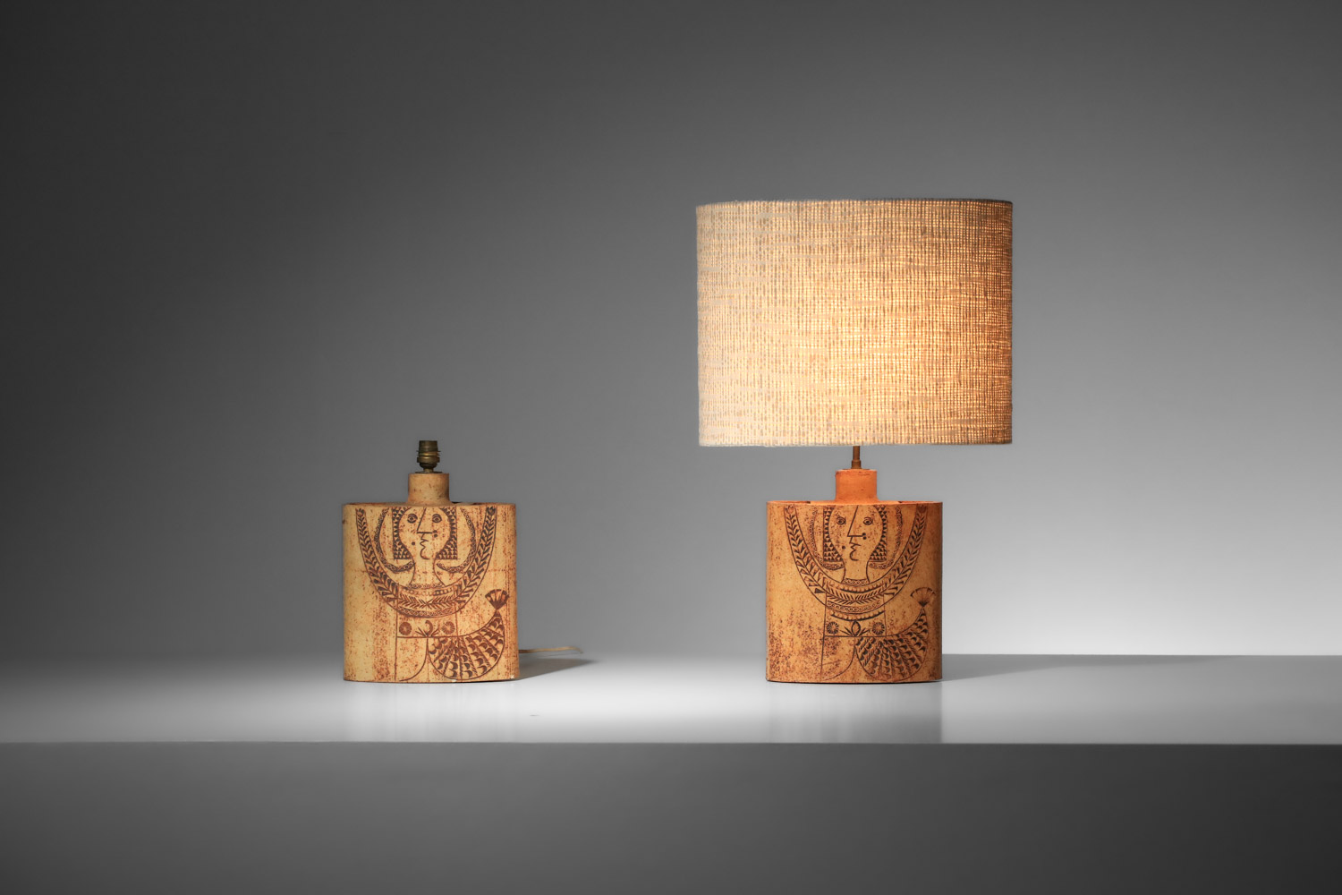 lampe de table roger capron sirene en céramique vallauris terre chamotée I572 H456