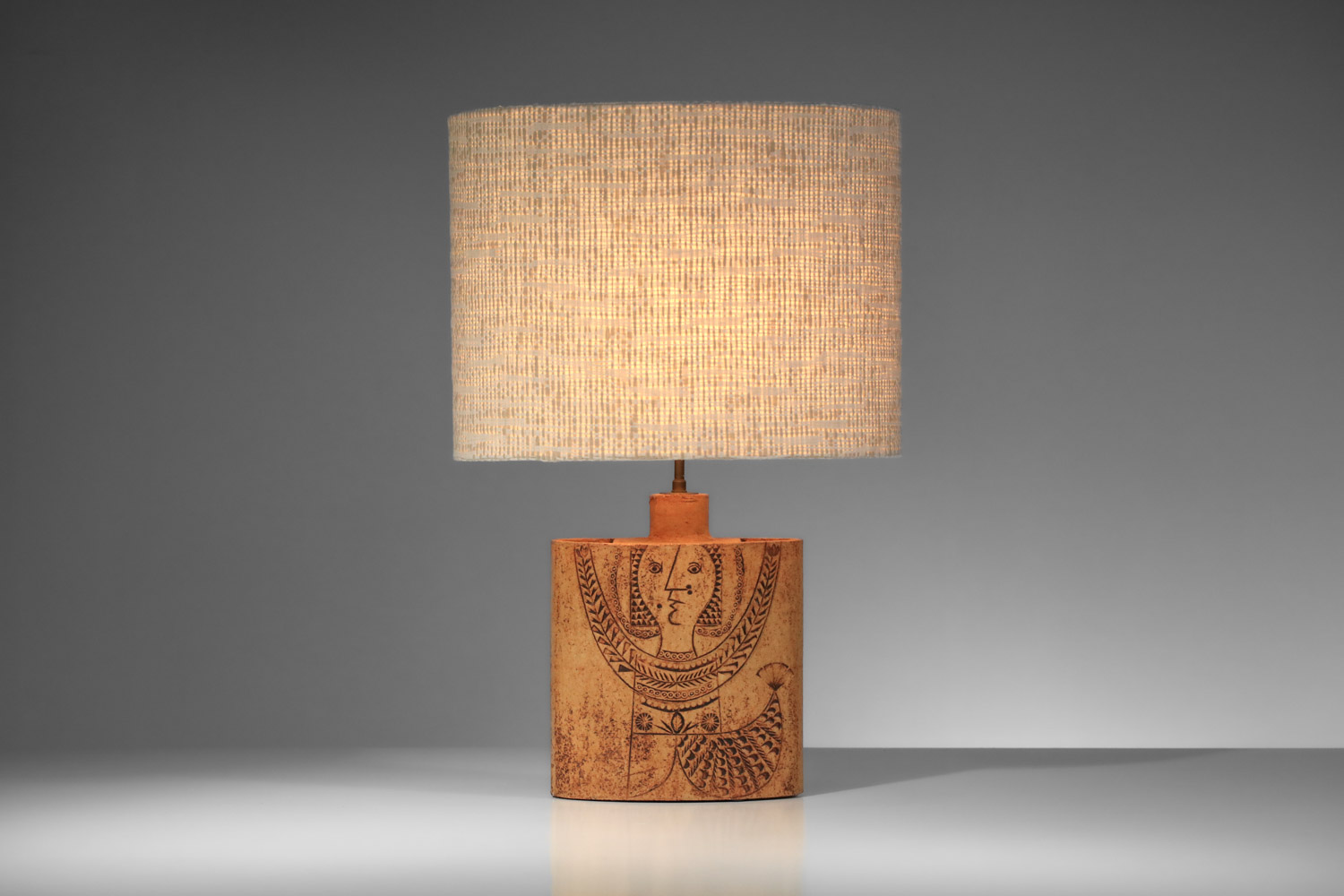 lampe de table Roger Capron avec dessin de sirène en céramique de Vallauris