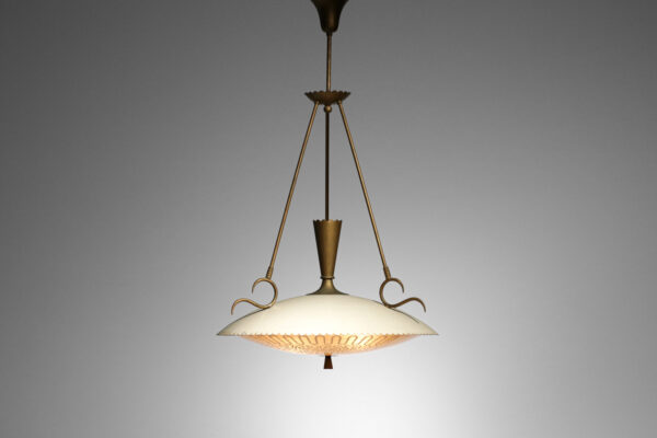 lustre italien années 50 style Pietro Chiesa verre et métal - G712