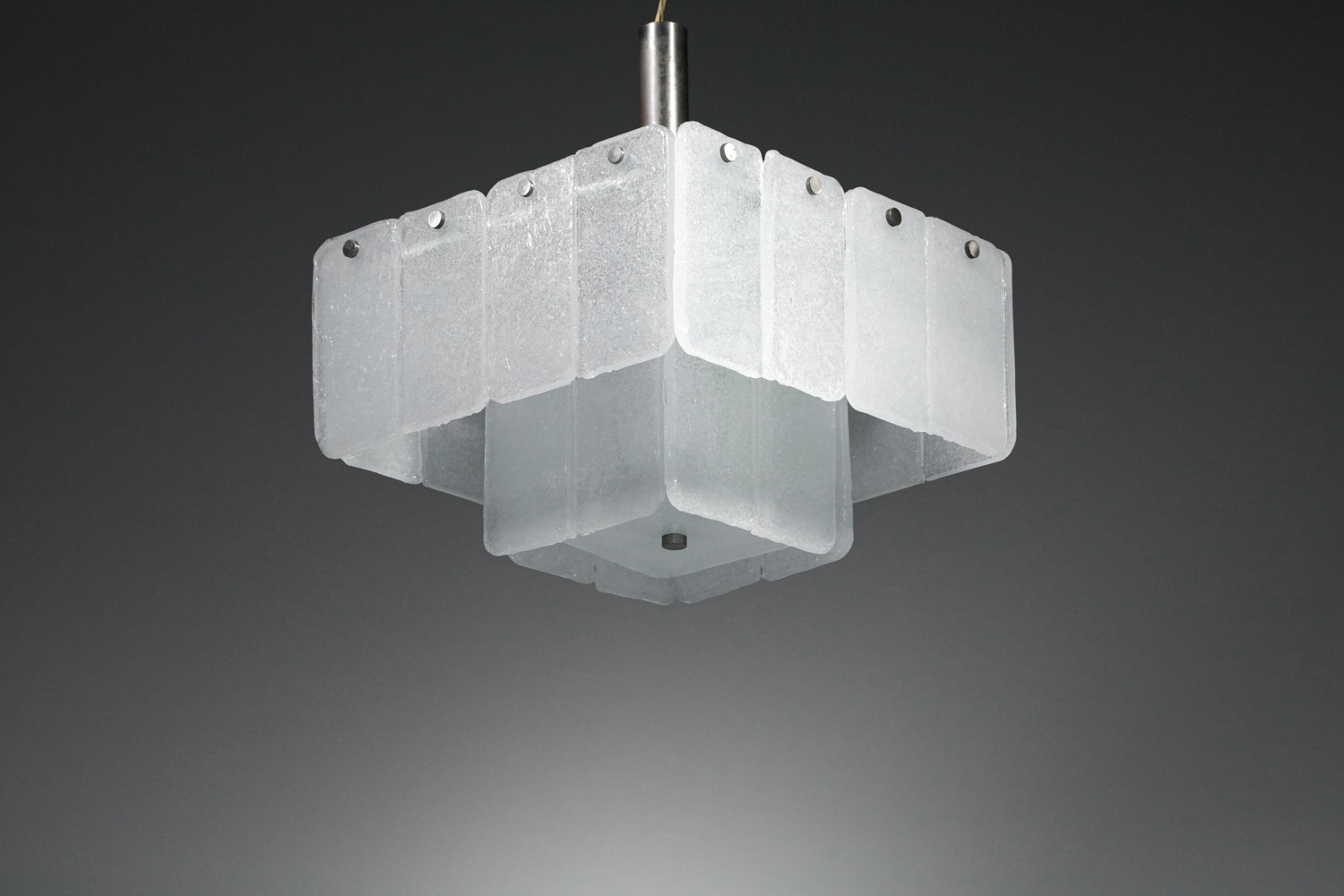 lustre italien carré années 60 dalle de verre de Murano - G843