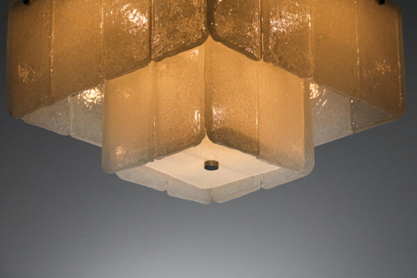lustre italien carré années 60 dalle de verre de Murano - G843