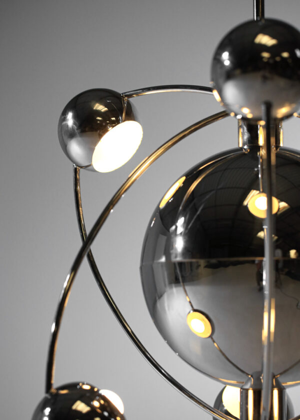 lustre spootnik italien années 70 acier chromé orbitale H587