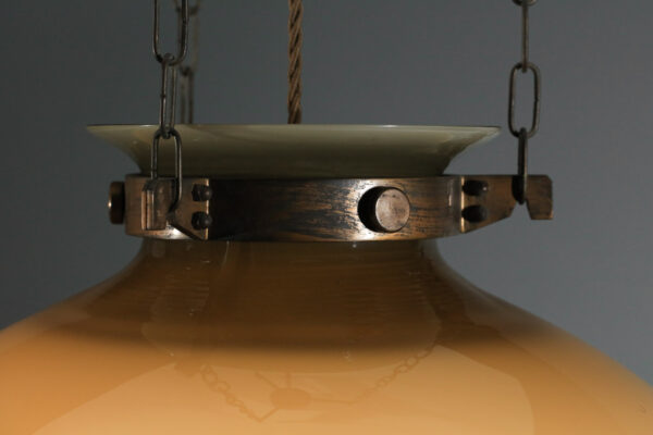 Italian glass and brass suspension chandelier - I349