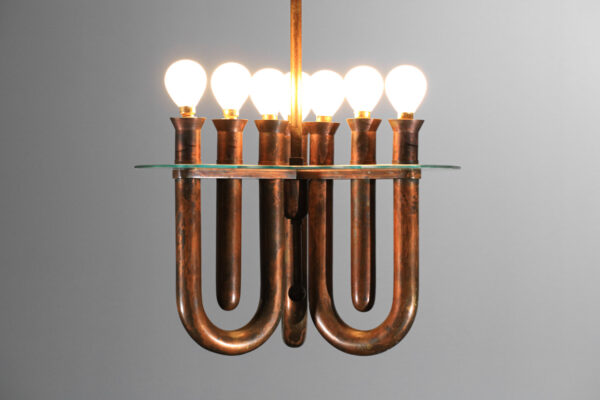 Suspension italienne en tubes de cuivre cintrés années 50 - H136