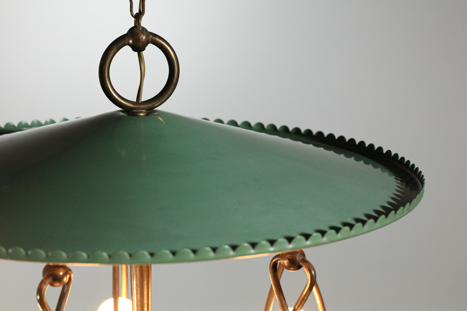 lustre suspension manège italien années 50 en laiton et métal laqué - H654