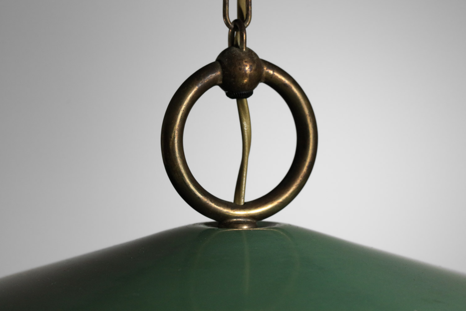lustre suspension manège italien années 50 en laiton et métal laqué - H654