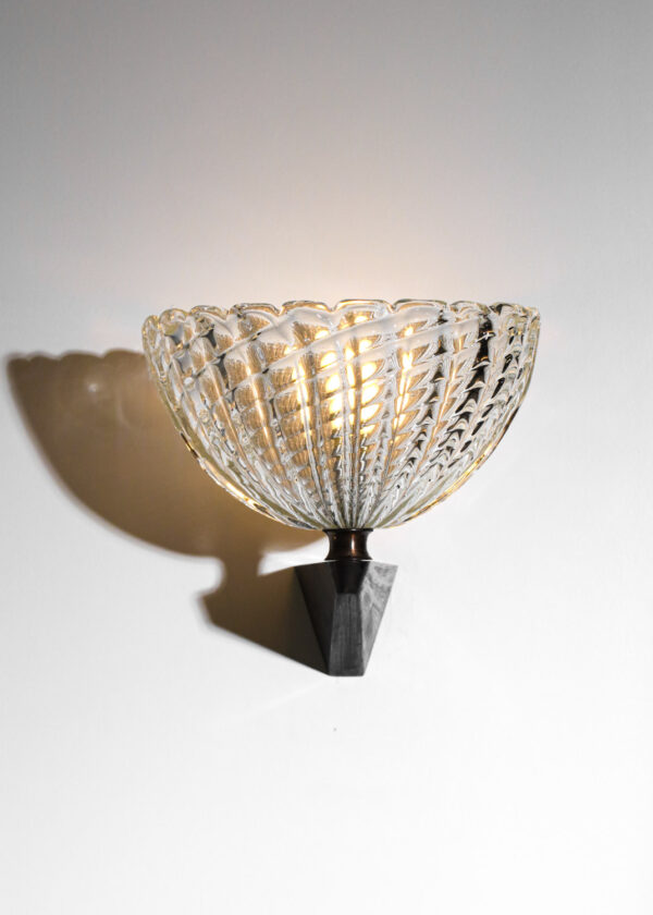 paire d'appliques art déco véronèse paris verre murano cristal années 30