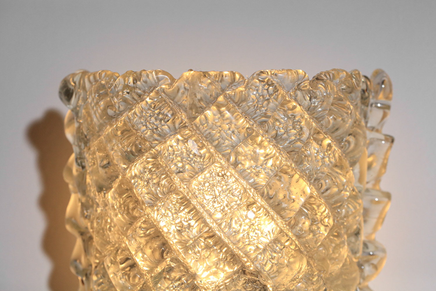 paire d'appliques italiennes attribuées à Barovier&Toso gaufrées restaurées - H210