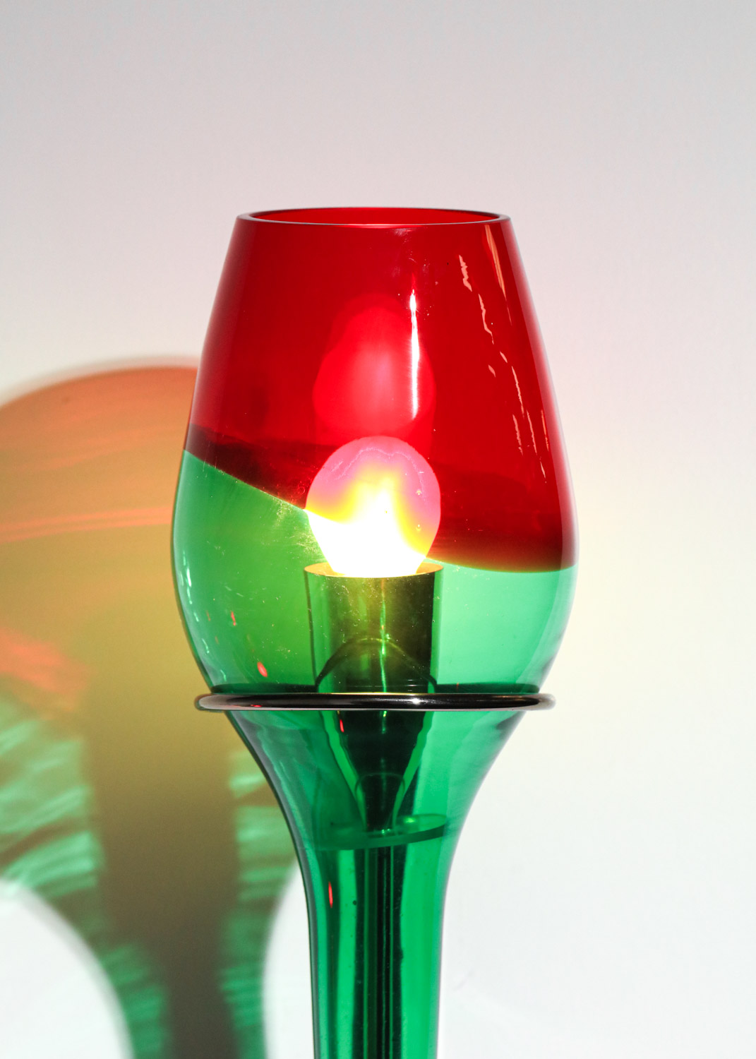 paire d'appliques italiennes attr. à Vinicio Vianello pour Vistosi années 60 verre rouge et vert -H424
