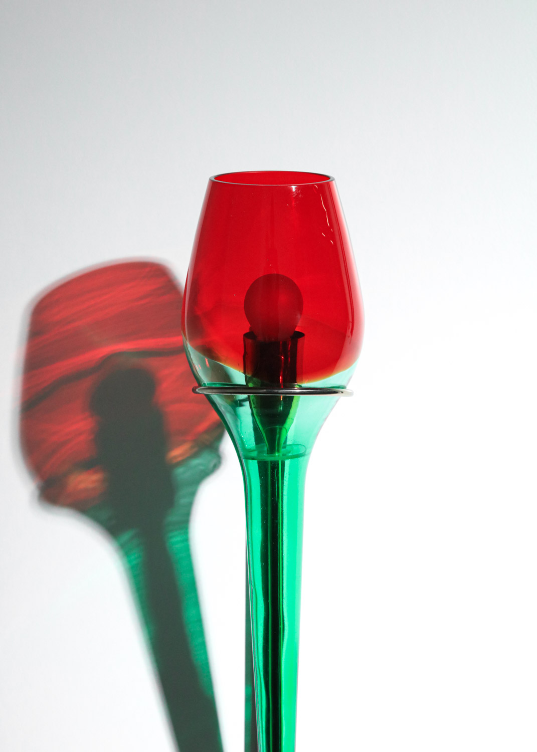 paire d'appliques italiennes attr. à Vinicio Vianello pour Vistosi années 60 verre rouge et vert -H424