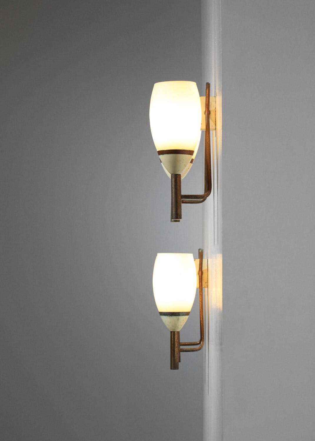 paire d'appliques italiennes double opalines années 50- G722