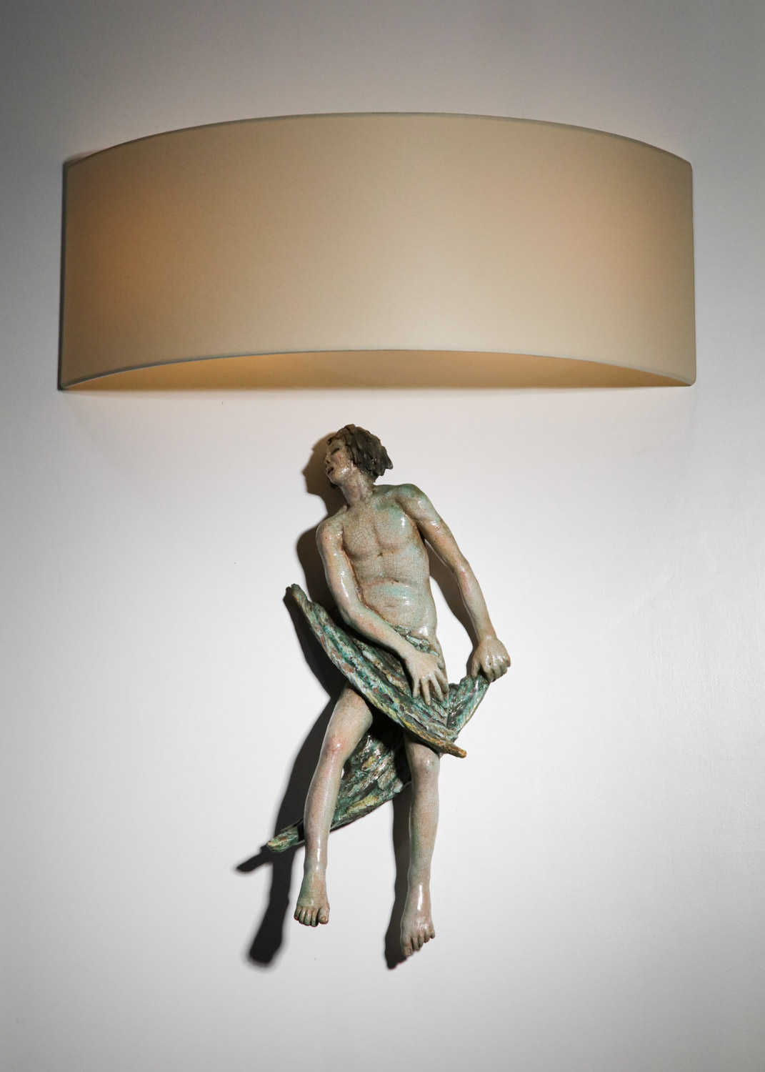 paire d appliques italiennes en céramique adam et eve sculpture - H146 - H147