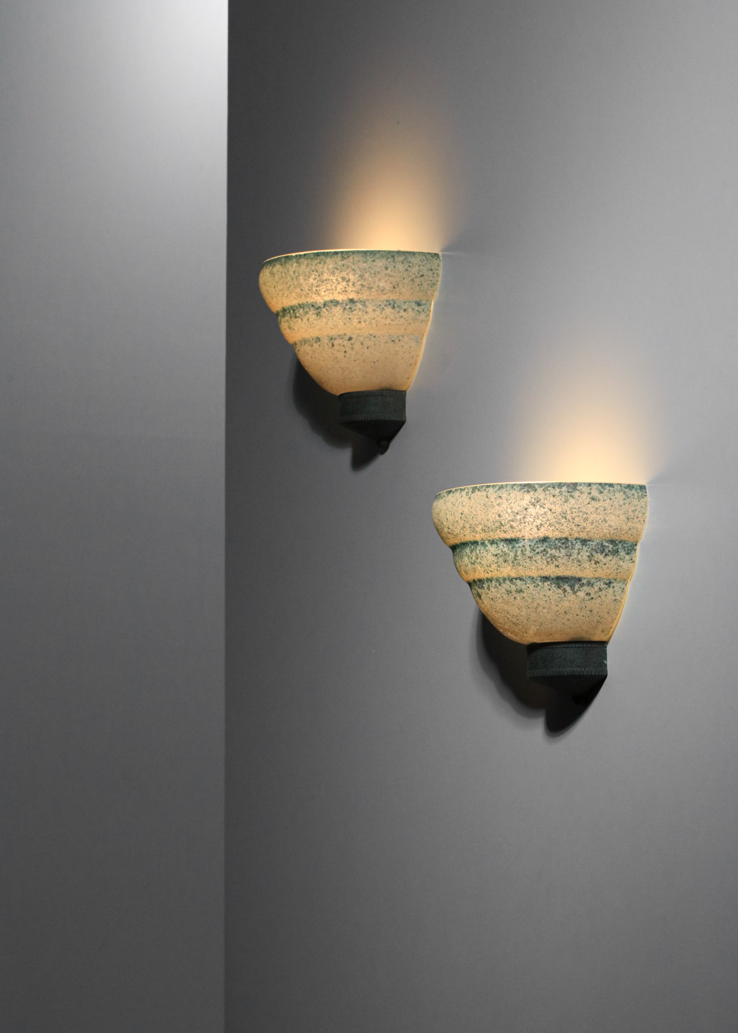 paire d'appliques italiennes Seguso en verre granité années 60 - H424