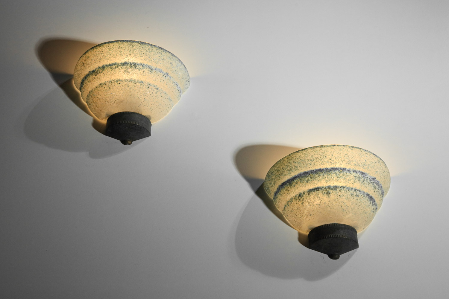 paire d'appliques italiennes Seguso en verre granité années 60 - H424
