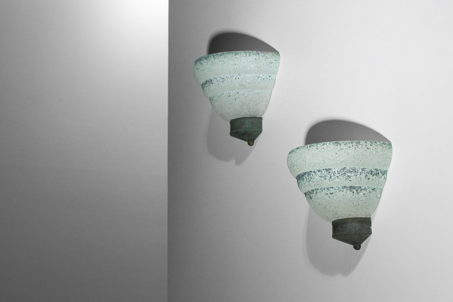 paire d'appliques italiennes Seguso en verre granité années 60 - H424