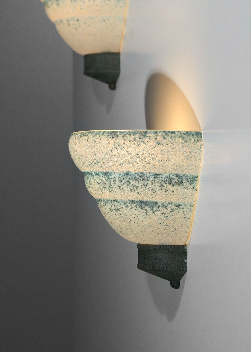 paire d'appliques italiennes Seguso en verre granité années 60 - H424