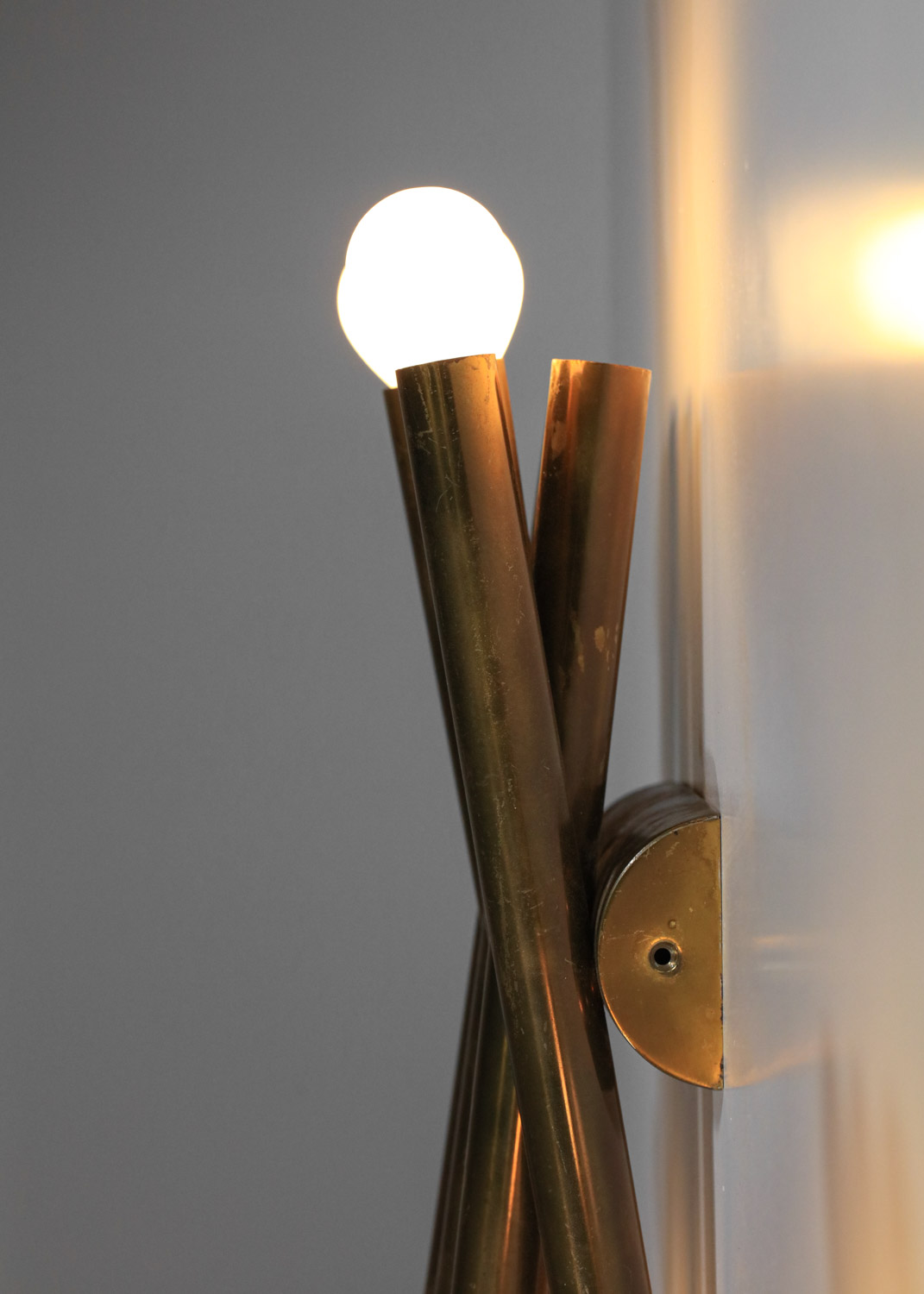 pair of Italian Stilnovo sconces in brass tube from the 60s - F242 - Image 4