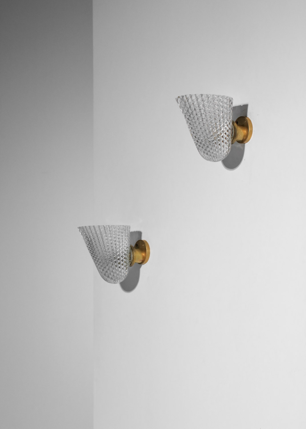 paire d'appliques italiennes des années 50 en verre bullé - J110