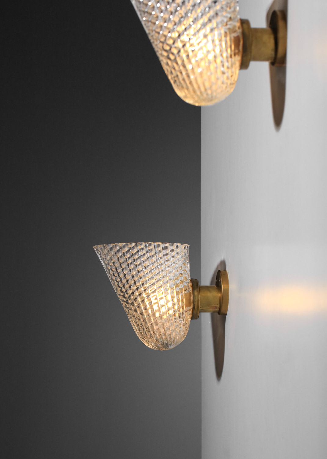 paire d'appliques italiennes des années 50 en verre bullé - J110
