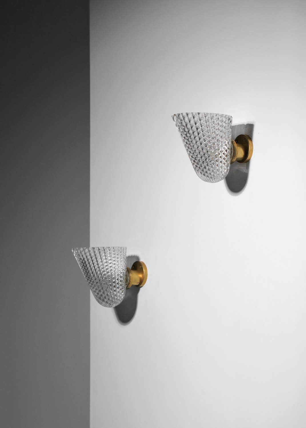 paire d'appliques italiennes des années 50 en verre bullé - J110