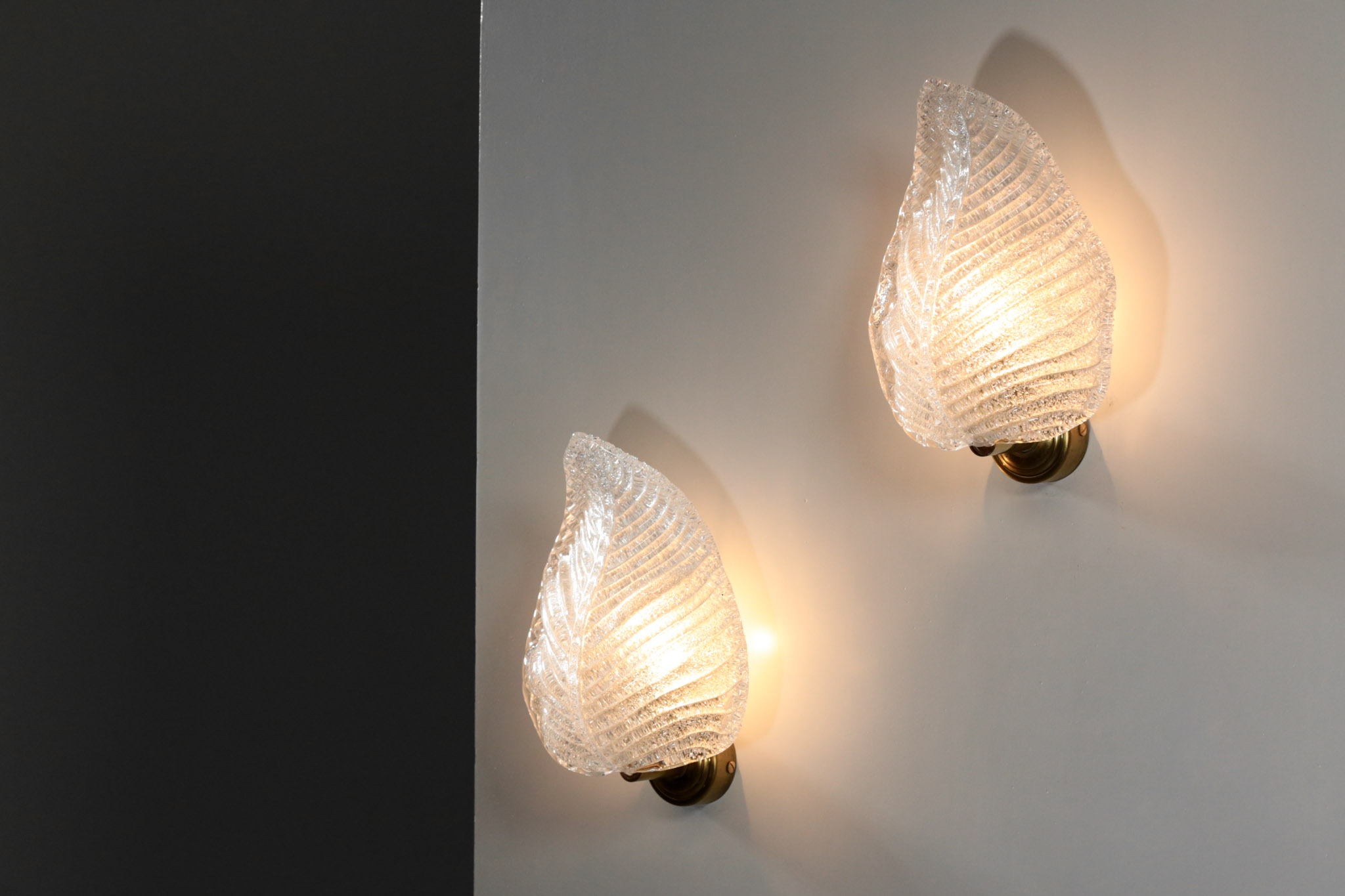 Paire d'appliques feuilles italiennes modernes verre de Murano "Lira" - EL107 – Image 5