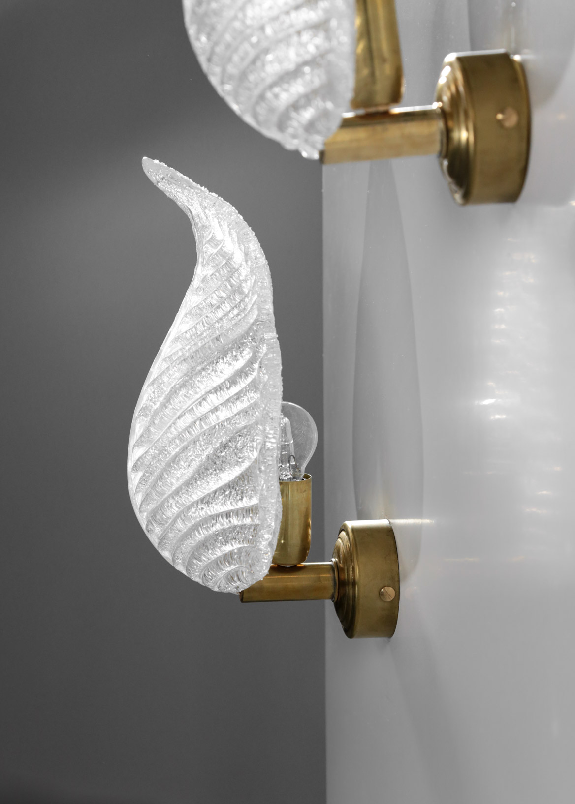 Paire d'appliques feuilles italiennes modernes verre de Murano "Lira" - EL107 – Image 9