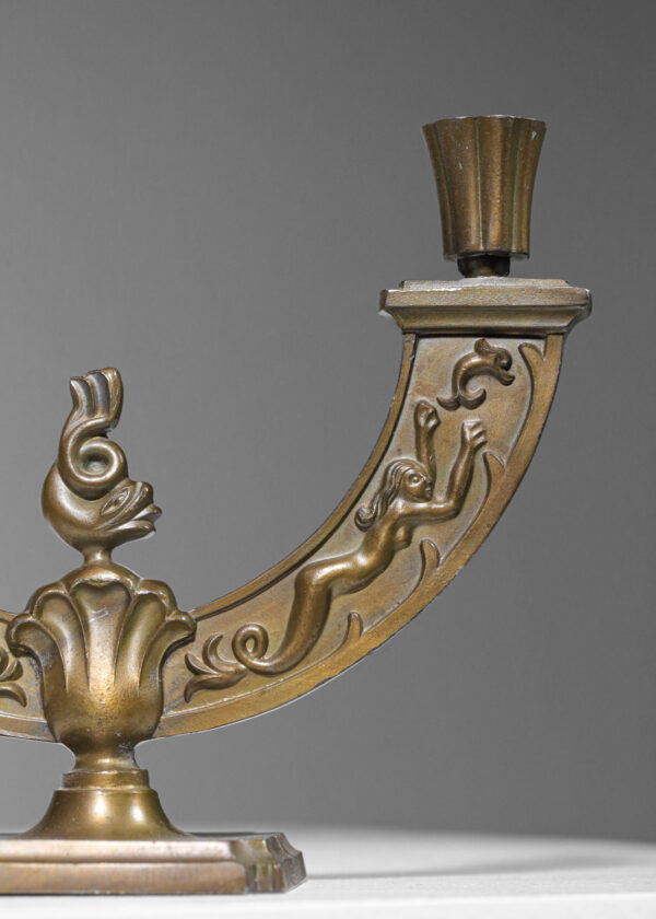 paire de bougeoirs suédois en métal doré swedish grace - H334