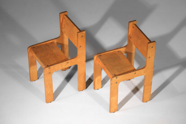 paire de chaises architecturales en contreplaqué des années 70 - H451
