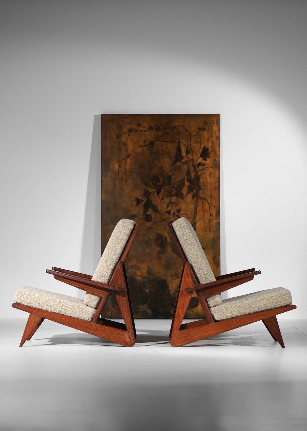 paire de fauteuils brésiliens cannage style Pierre Jeanneret années 60 - G030