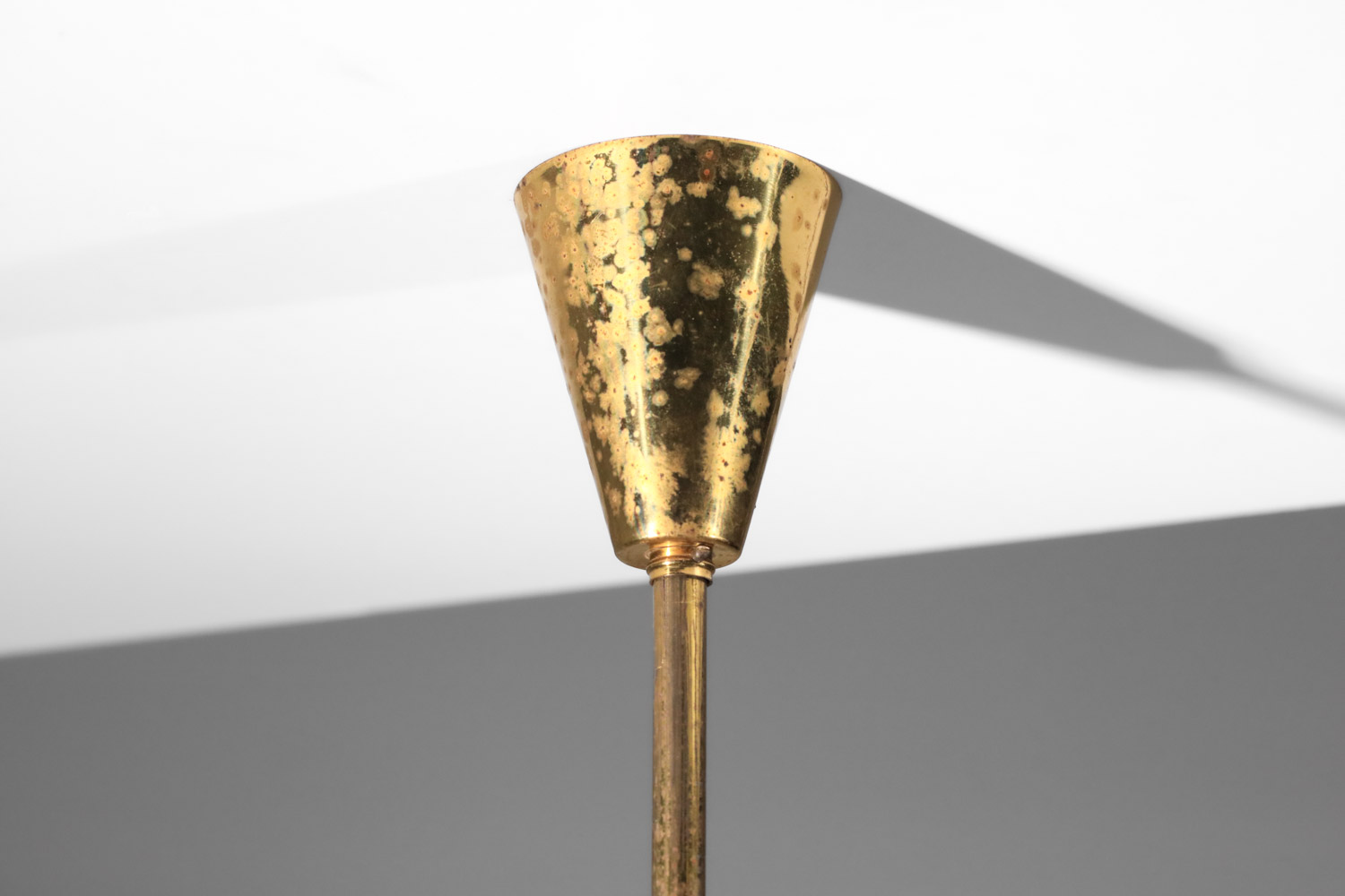 paire de grands lustres des années 60 en verre et laiton - I415