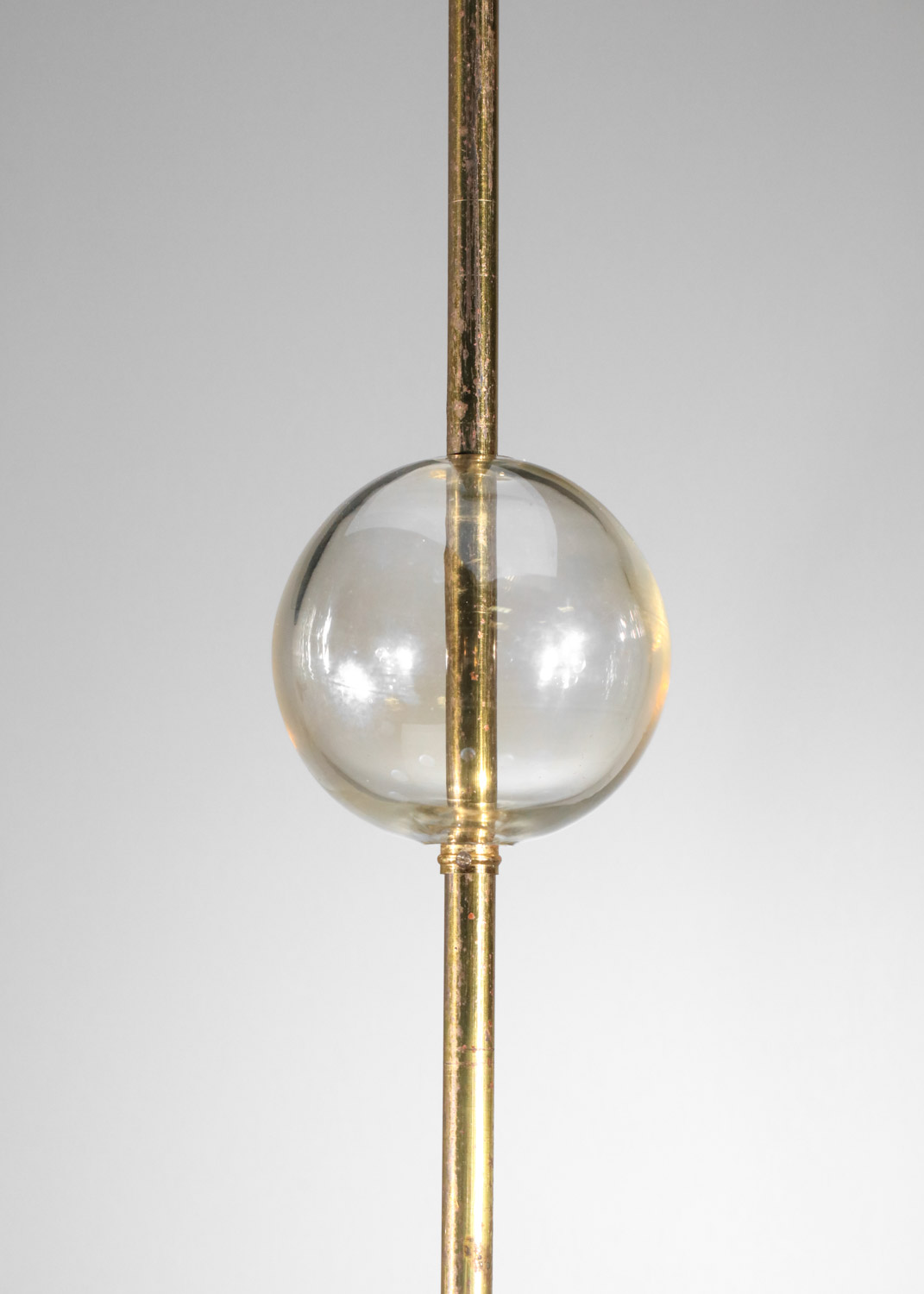 paire de grands lustres des années 60 en verre et laiton - I415