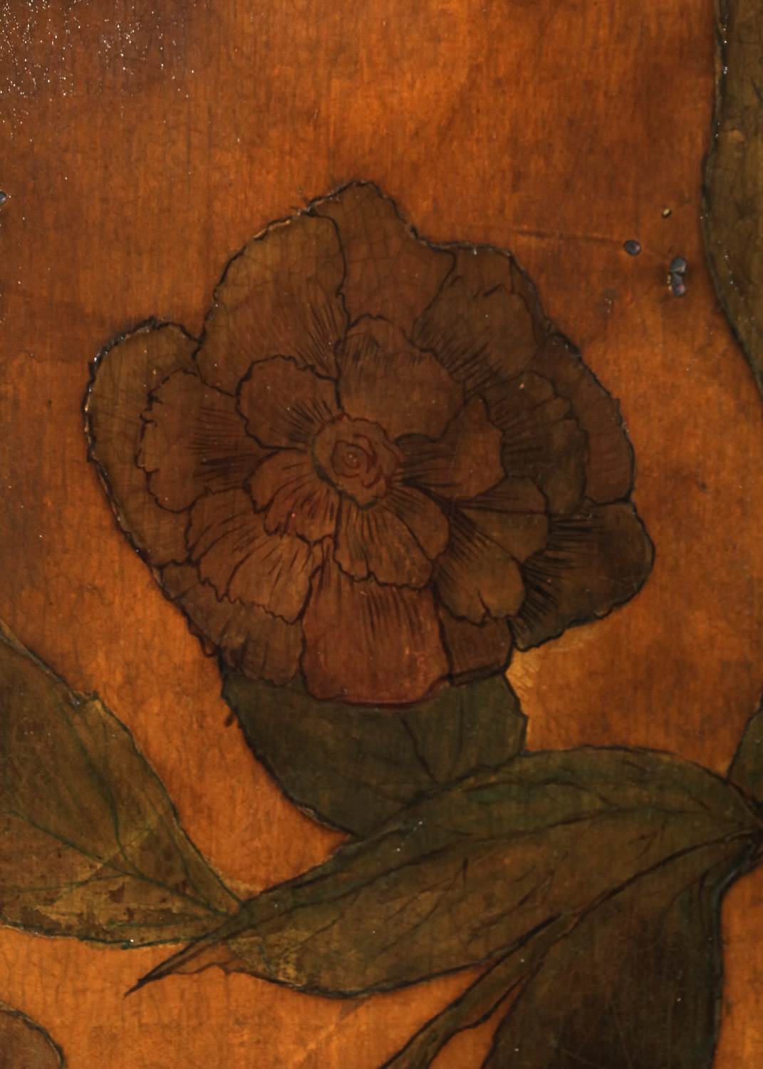 panneau de laque décoratif des années 30 40 art déco à décor floral - G064