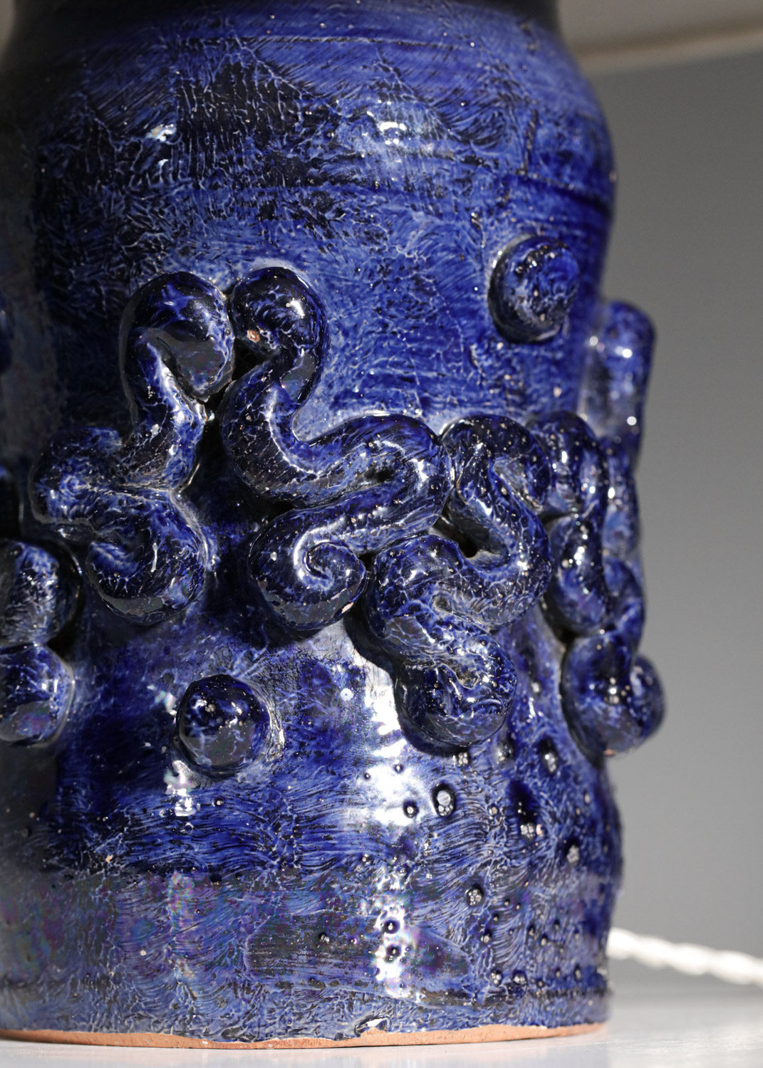 pied de lampe en céramique bleue Jean Austruy années 50 - G446