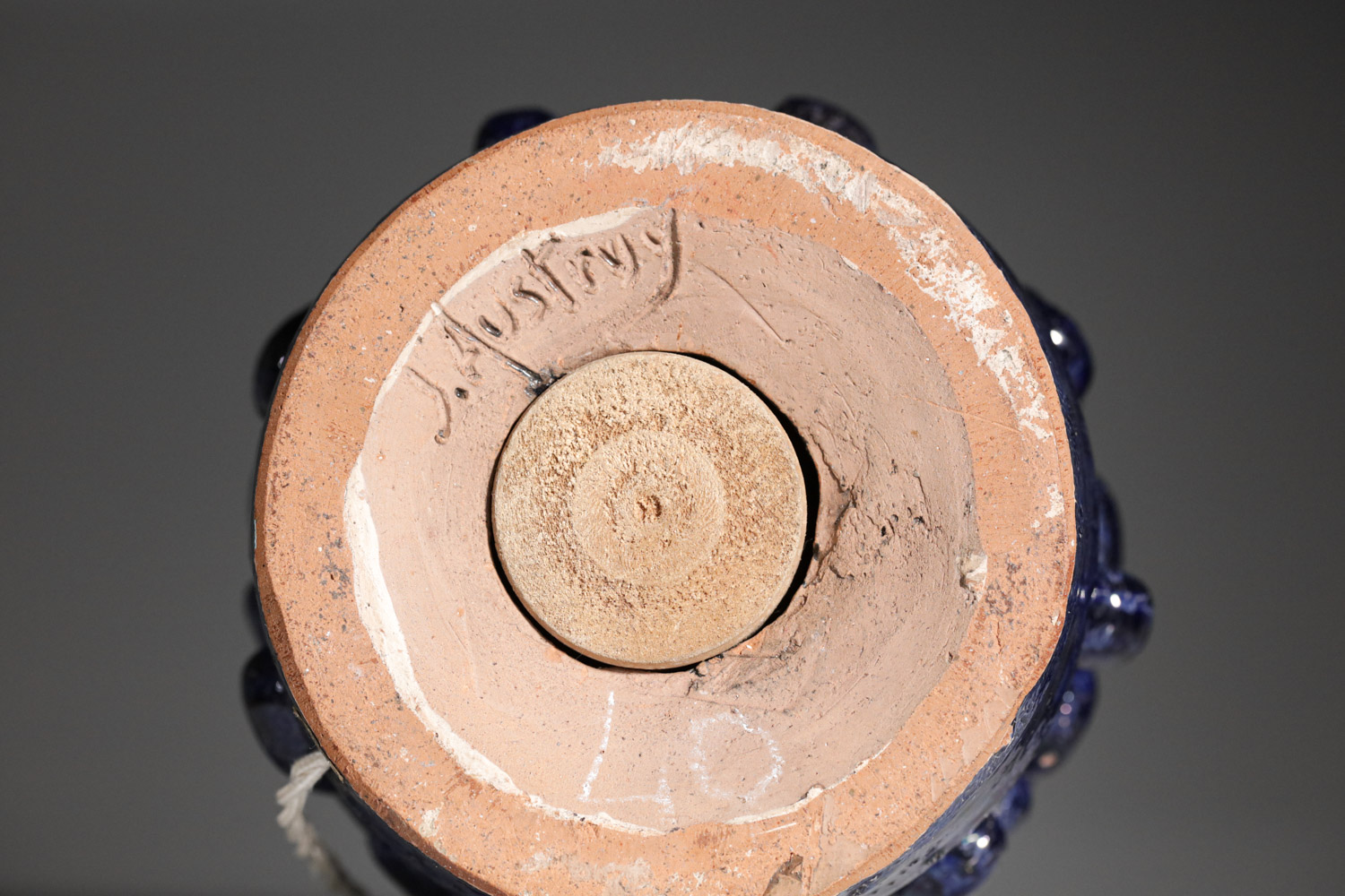 pied de lampe en céramique bleue Jean Austruy années 50 - G446