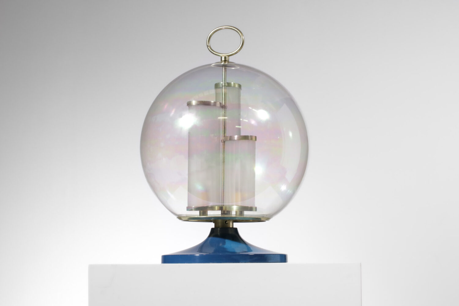 Rare lampe de table Angelo Brotto globe verre irisé années 70 - G181