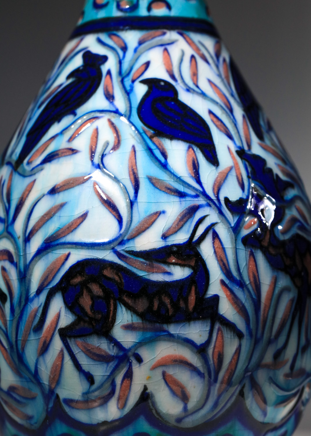 rare vase en céramique de Jean Mayodon à décor de cervidés - I582