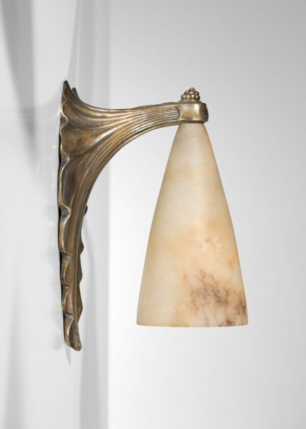 suite de 4 appliques Albert Cheuret en bronze et albâtre art déco moderniste années 30