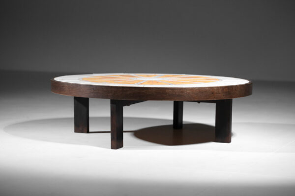 table basse herbier blanche roger capron en céramique années 60 - G472
