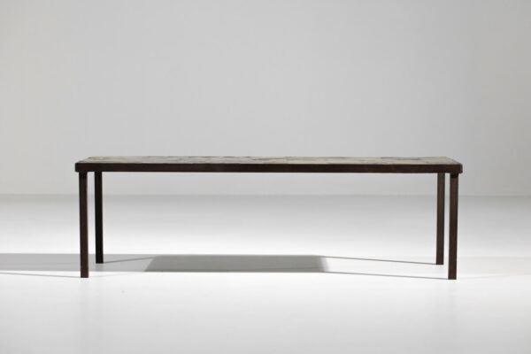 table basse pierre à carreau travail français années 50 - G873