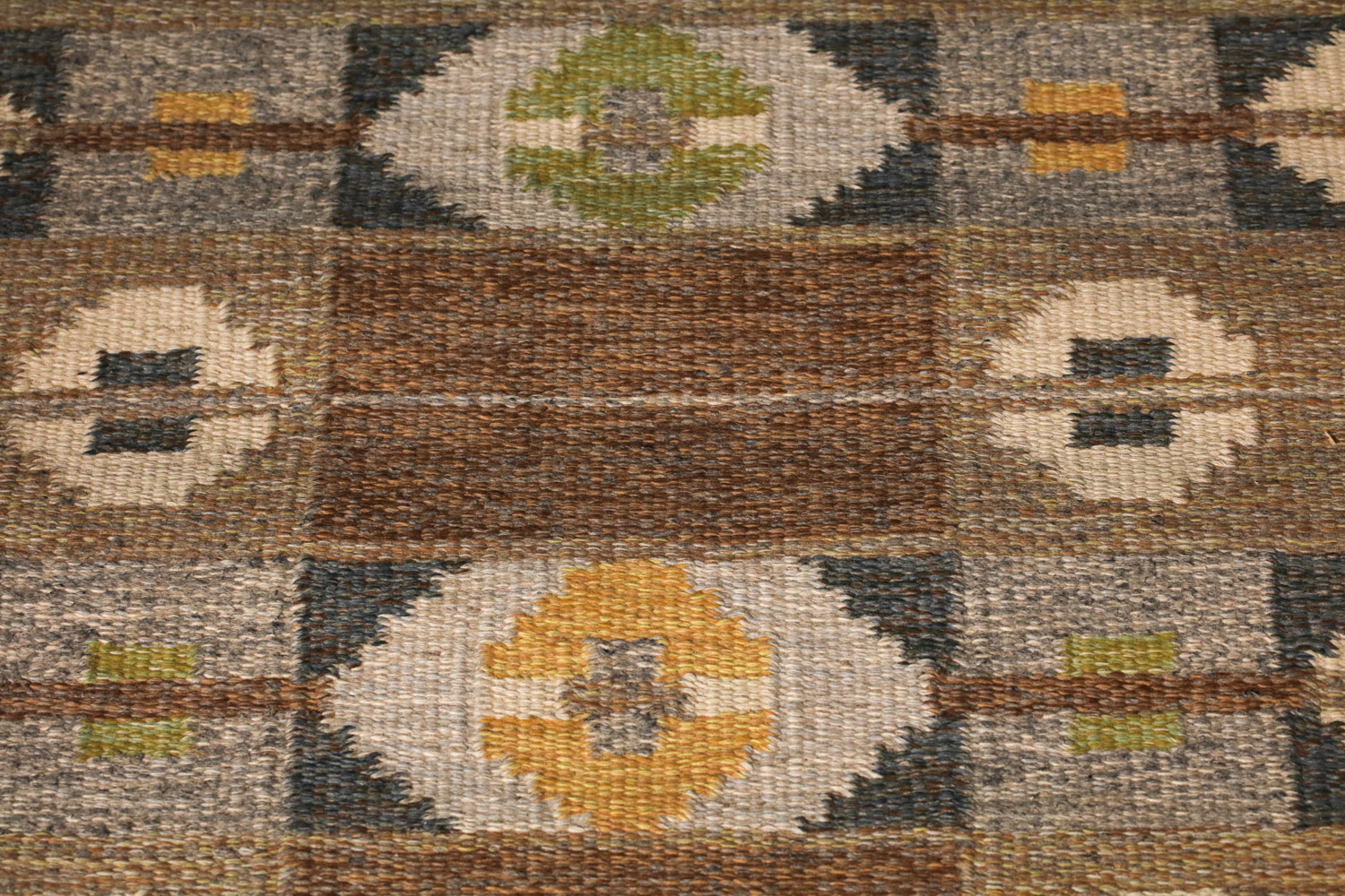 tapis rolakan suédois signé Ingegerd Silow IS bleu et marron - G823
