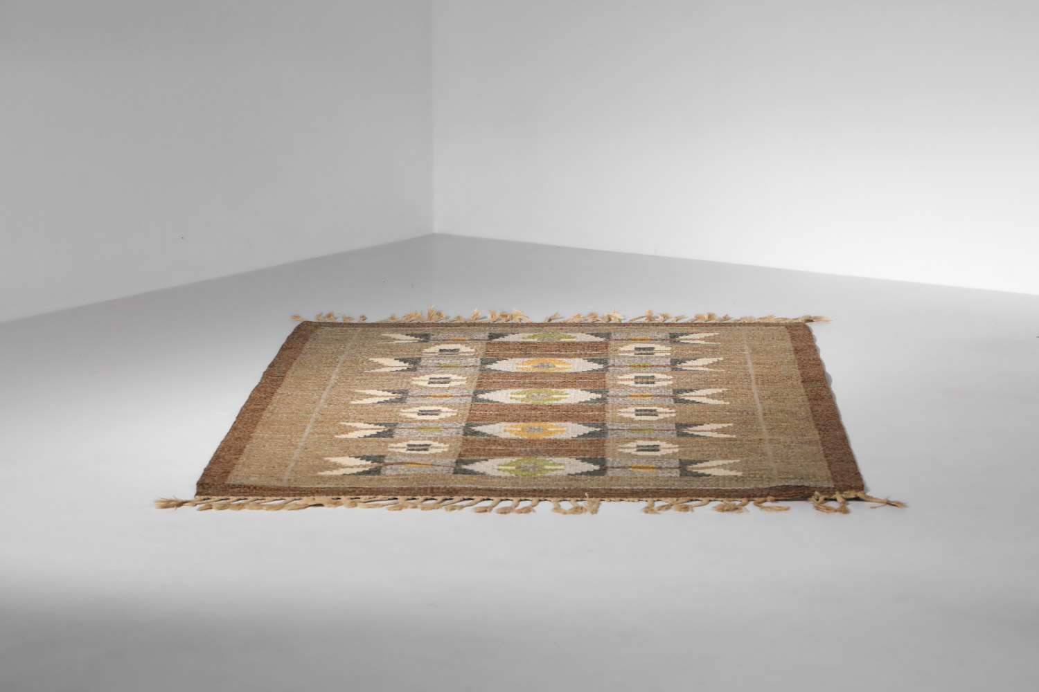 tapis rolakan suédois signé Ingegerd Silow IS bleu et marron - G823