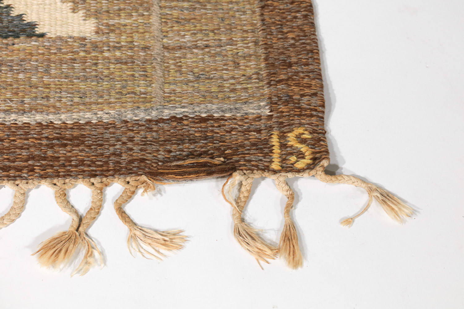 tapis rolakan suédois signé Ingegerd Silow IS bleu et marron - G823
