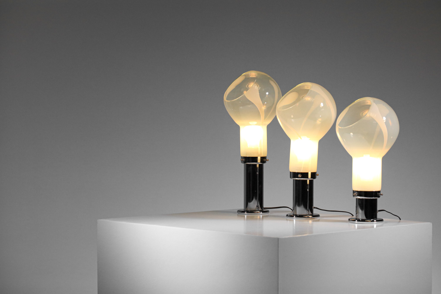 trio de lampes à poser italiennes attr. à Mazzega en verre années 70 - G462